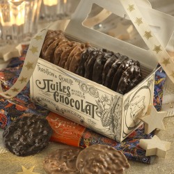 La Maison du Biscuit - Festive ballotin of milk and dark chocolate tiles